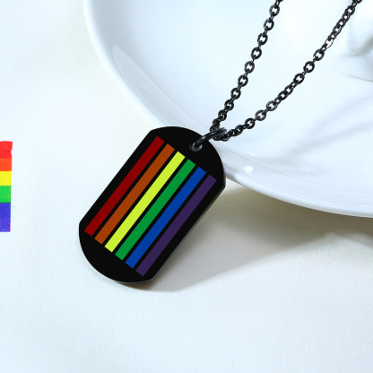 Personalised Text Rainbow Pendant Necklace LGBT Pride Day Gift
