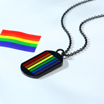 Personalised Text Rainbow Pendant Necklace LGBT Pride Day Gift
