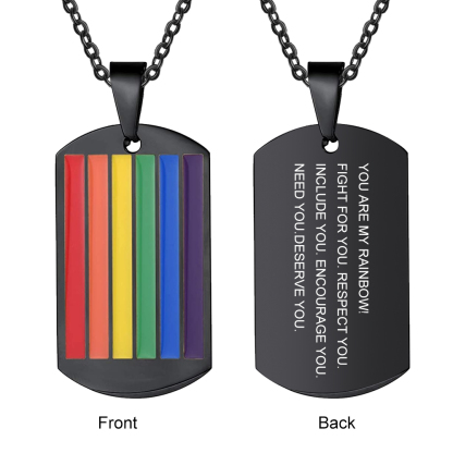 Personalised Text Rainbow Pendant Necklace LGBT Pride Day Gift