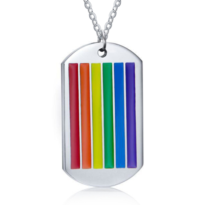 Personalised Text Rainbow Pendant Necklace LGBT Pride Day Gift