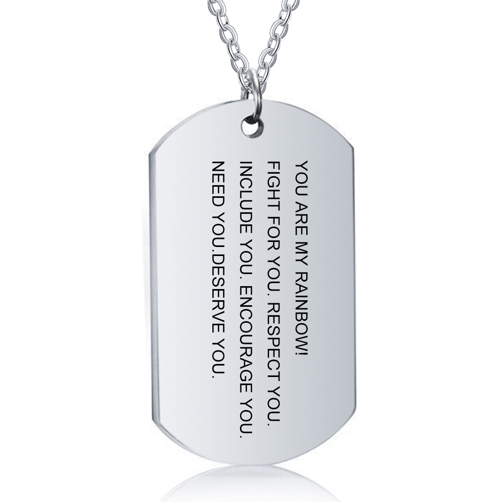 Personalised Text Rainbow Pendant Necklace LGBT Pride Day Gift