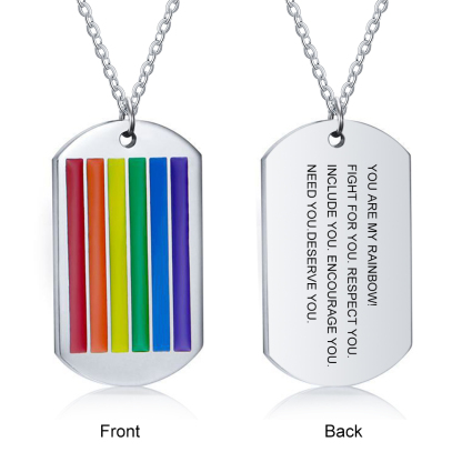 Personalised Text Rainbow Pendant Necklace LGBT Pride Day Gift