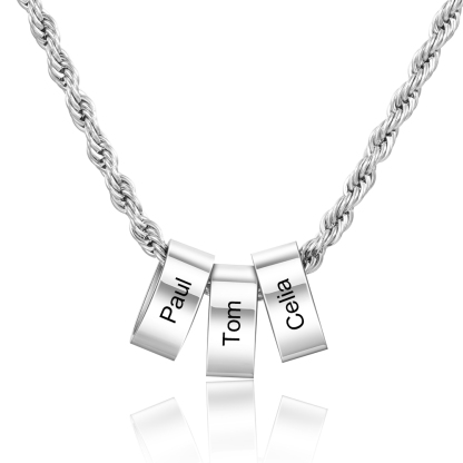 Personalised To Our Dad Men Necklace Gift Set with 3 Beads Engraved 3 Names Custom Gift For Father | Jessemade