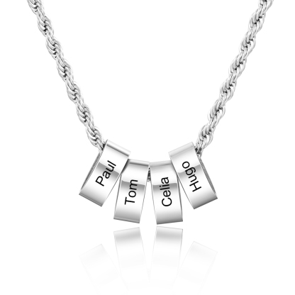 Personalised To Our Dad Men Necklace Gift Set with 4 Beads Engraved 4 Names Custom Gift For Father | Jessemade