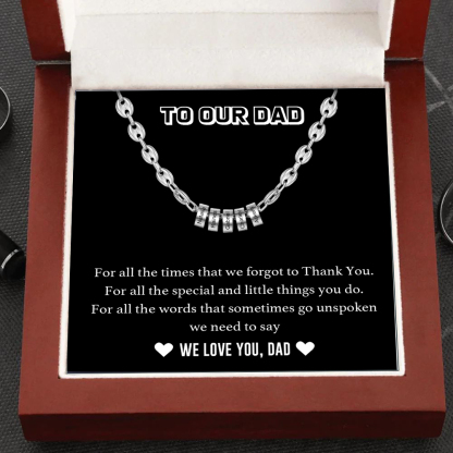Personalised Dad Men Necklace Gift Set with 5 Beads Engraved 5 Names Custom Gift For Father