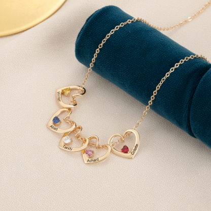 Personalised 1-5 Names Birthstone Necklace for Her