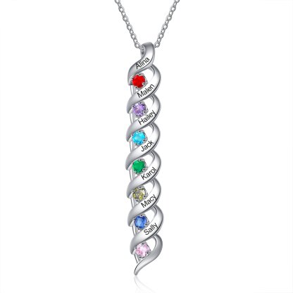 Customized Necklace Cascading Pendant with 1-10 Birthstones Engraving Names Gifts for Her | Jessemade