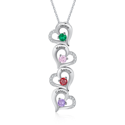 Personalised Linked Hearts Necklace With 2-6 Birthstones