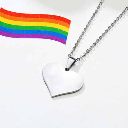 Rainbow Heart Puzzle Necklace LGBT Pride Gifts