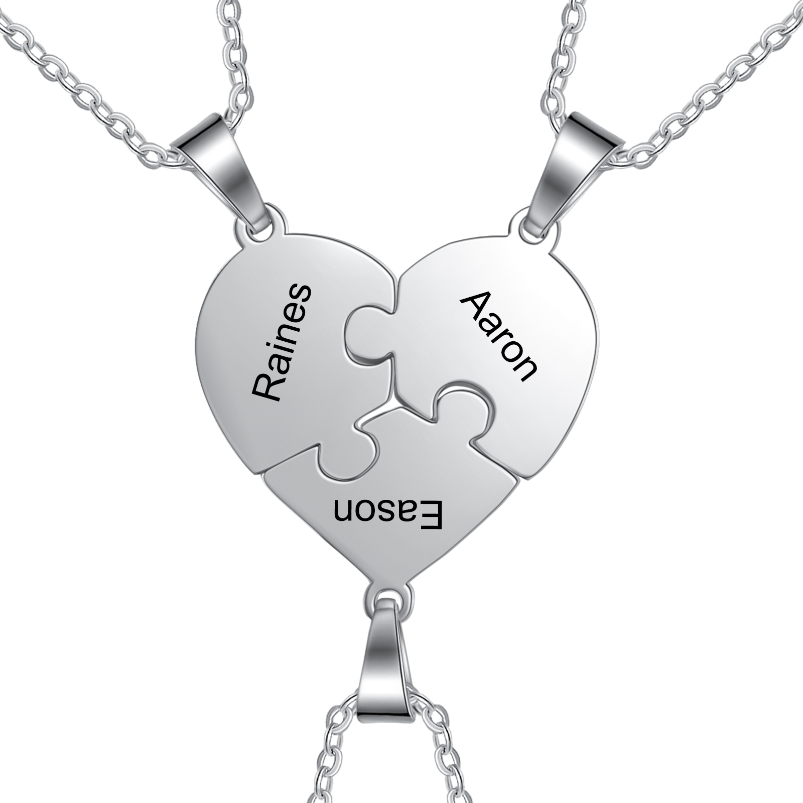 Personalised Heart Puzzle Necklace With 1-8 Names Gifts For Her