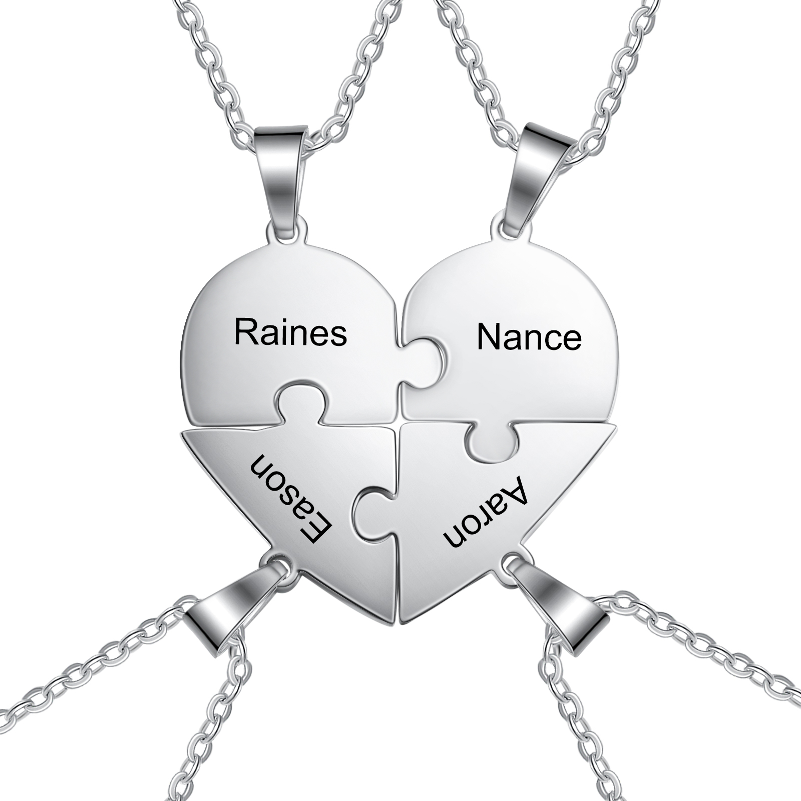 Personalised Heart Puzzle Necklace With 1-8 Names Gifts For Her