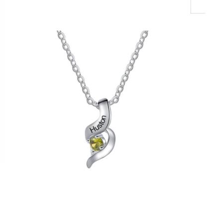 Customized Necklace Cascading Pendant with 1-10 Birthstones Engraving Names Gifts for Her | Jessemade