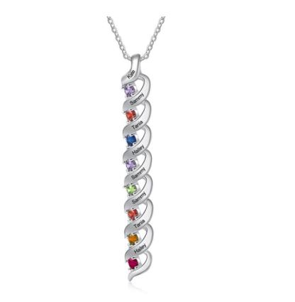 Customized Necklace Cascading Pendant with 1-10 Birthstones Engraving Names Gifts for Her | Jessemade