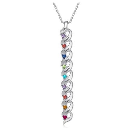 Customized Necklace Cascading Pendant with 1-10 Birthstones Engraving Names Gifts for Her | Jessemade