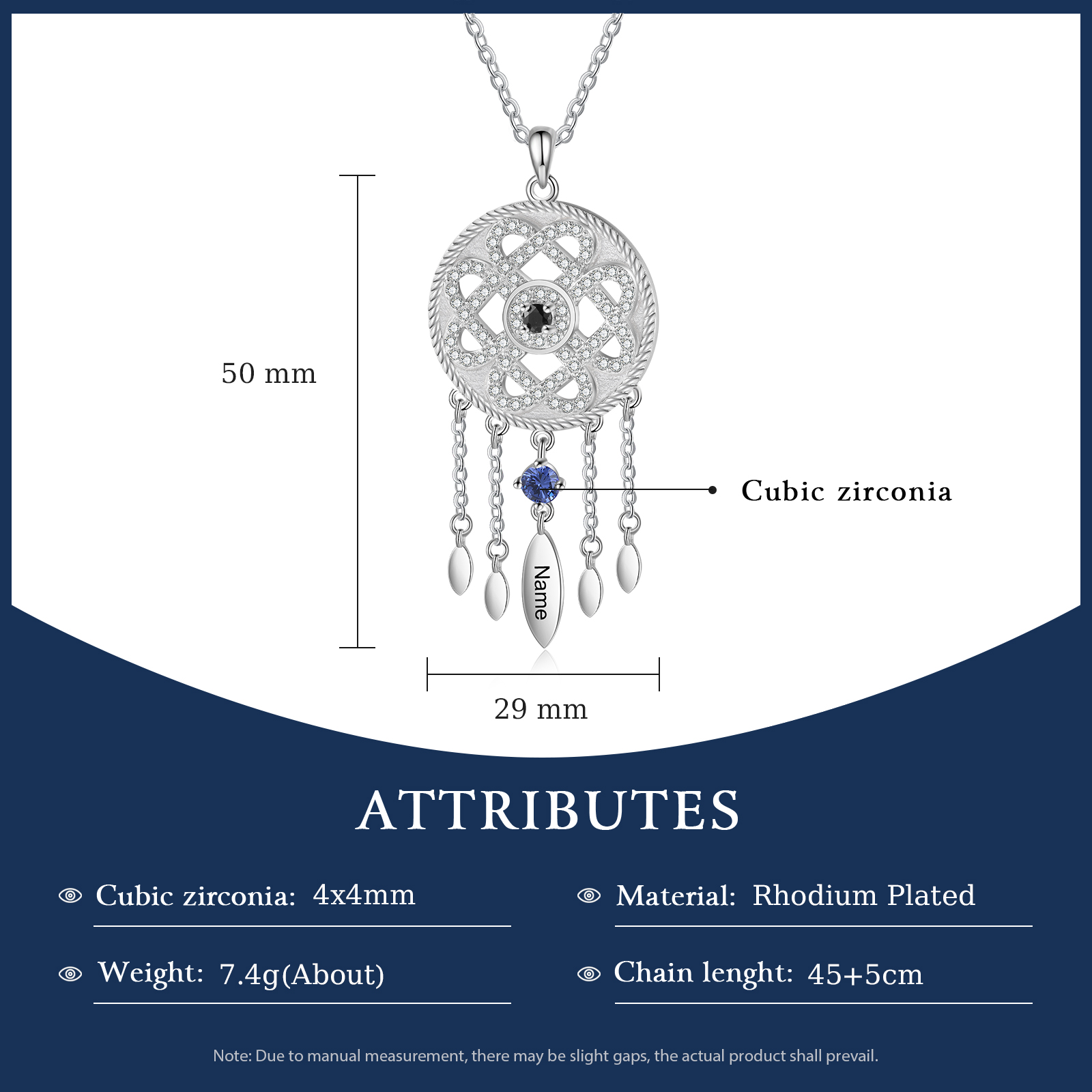 Dreamcatcher Personalised Necklace with Custom Name & Birthstone Necklace Gift for Her | Jessemade