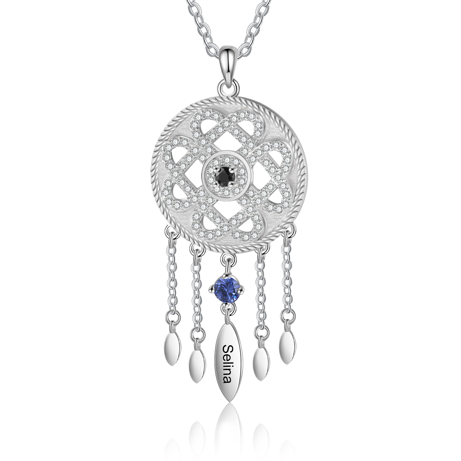 Dreamcatcher Personalised Necklace with Custom Name & Birthstone Neckl