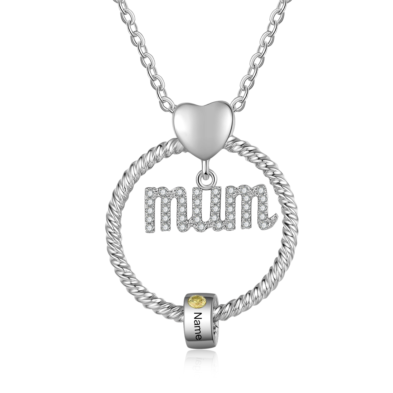 Personalised Mum Circle Necklace With 1-6 Names&Birthstones Pendant Gift For Mum | Jessemade