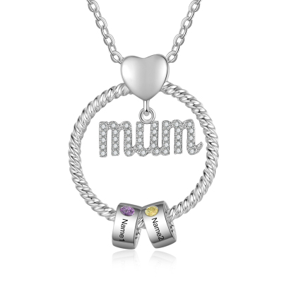 Personalised Mum Circle Necklace With 1-6 Names&Birthstones Pendant Gift For Mum | Jessemade
