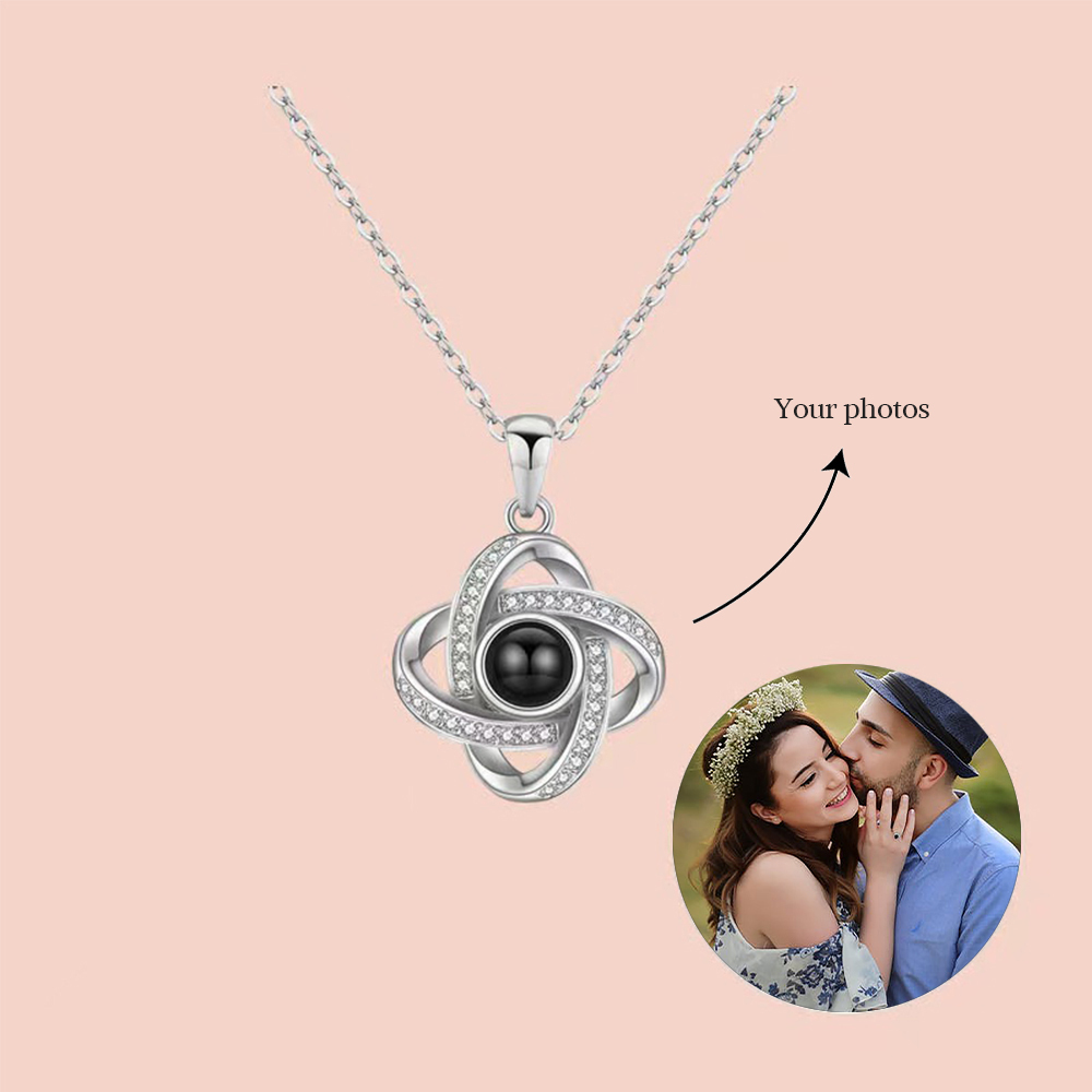 Personalized Photo Necklace Custom Projection Pendant Jewelry Gift for Wife.