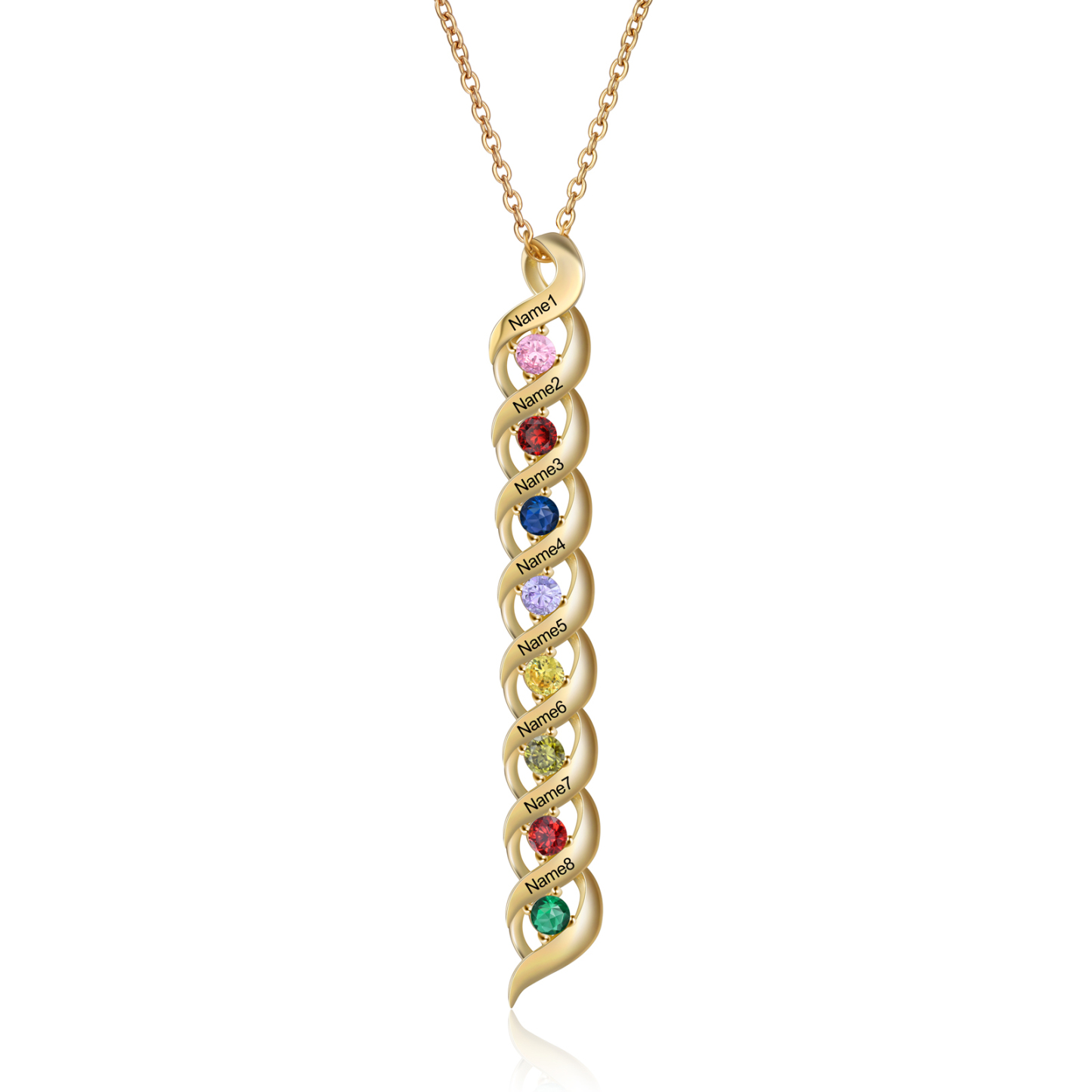 Customized Necklace Cascading Pendant with 1-10 Birthstones Engraving Names Gifts for Her | Jessemade