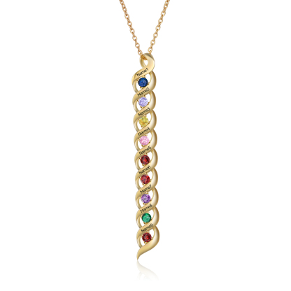 Customized Necklace Cascading Pendant with 1-10 Birthstones Engraving Names Gifts for Her | Jessemade