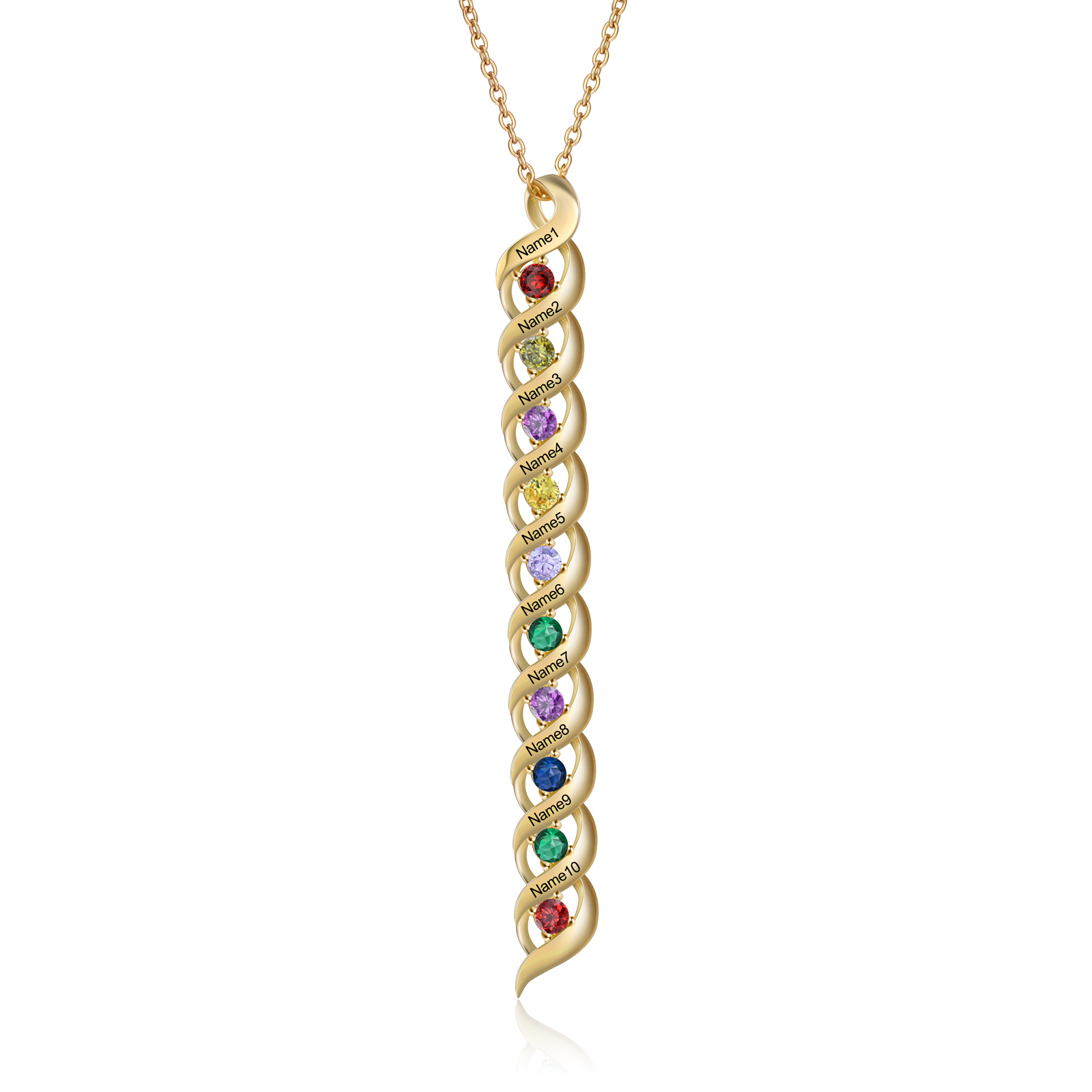 Customized Necklace Cascading Pendant with 1-10 Birthstones Engraving Names Gifts for Her | Jessemade