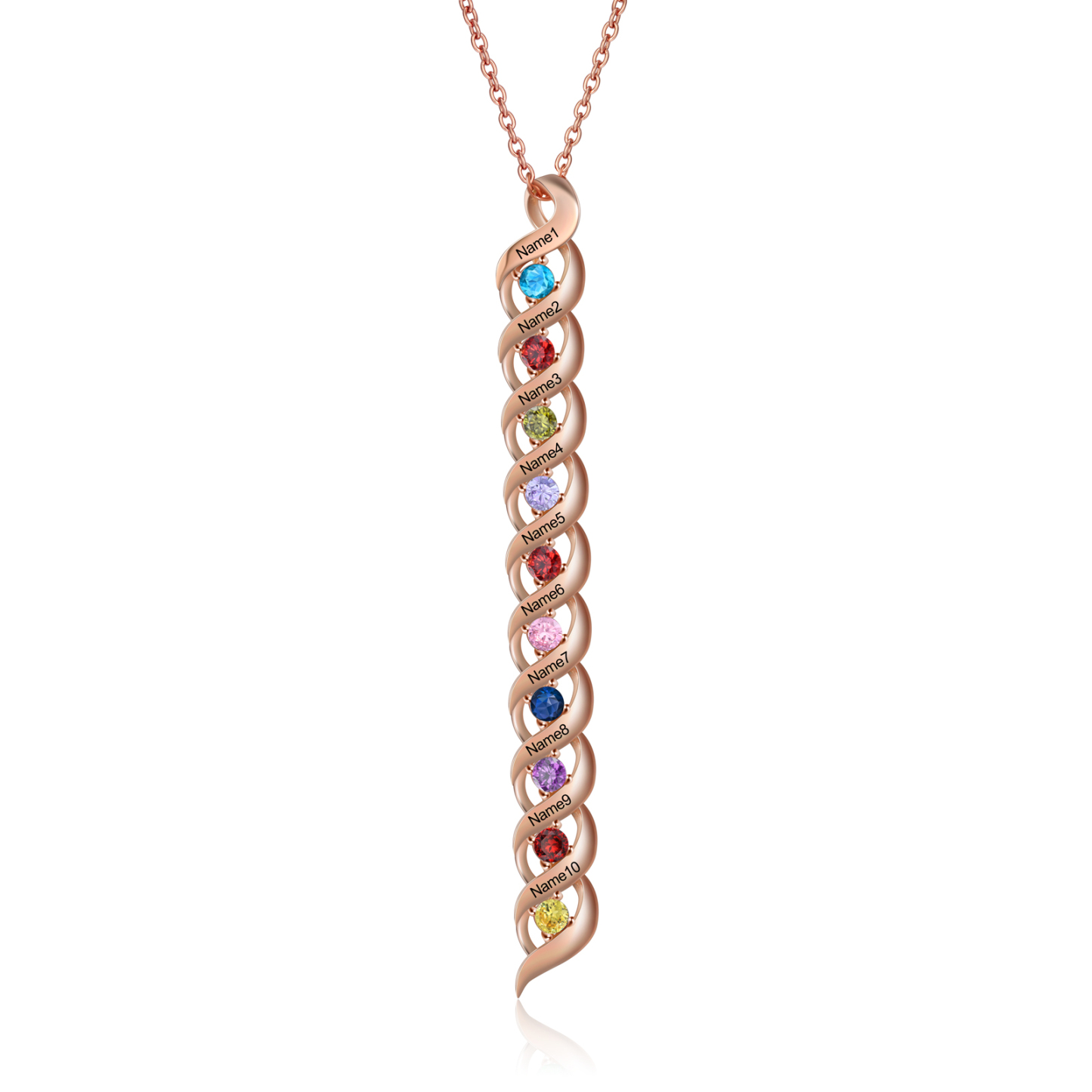 Customized Necklace Cascading Pendant with 1-10 Birthstones Engraving Names Gifts for Her | Jessemade
