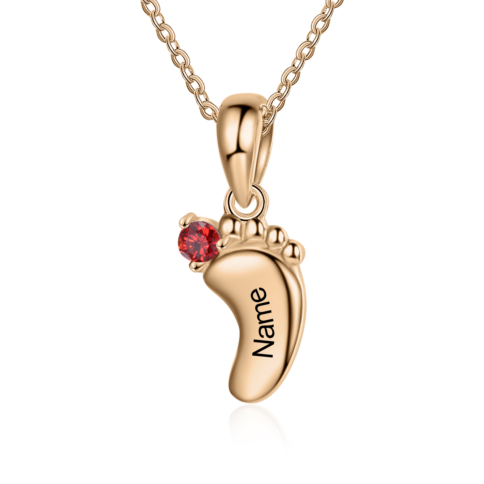 Personalised Baby Foot Necklace Gift Set With Rose BoXFor Mother/Her