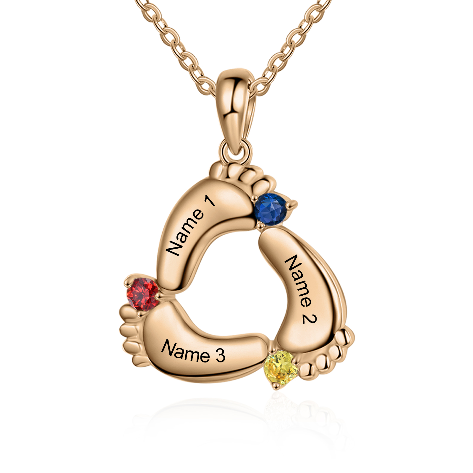 Personalised Baby Foot Necklace Gift Set With Rose BoXFor Mother/Her