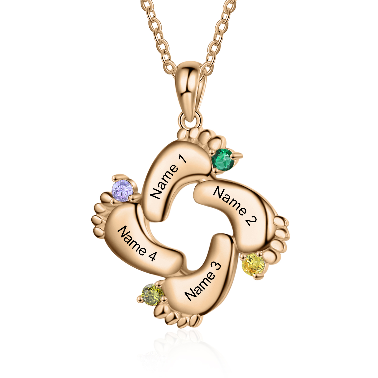 Personalised Baby Foot Necklace Gift Set With Rose BoXFor Mother/Her