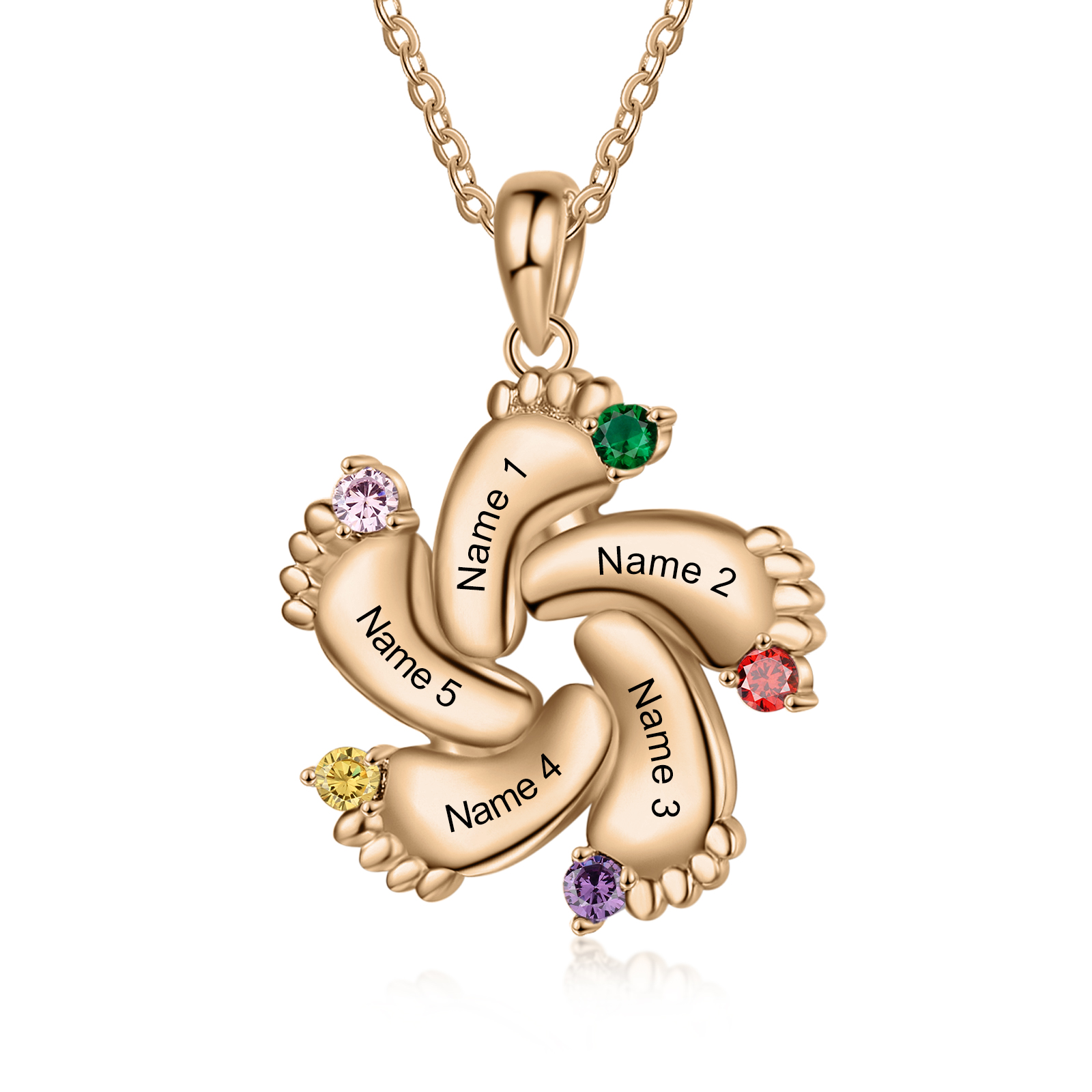 Personalised Baby Foot Necklace Gift Set With Rose BoXFor Mother/Her