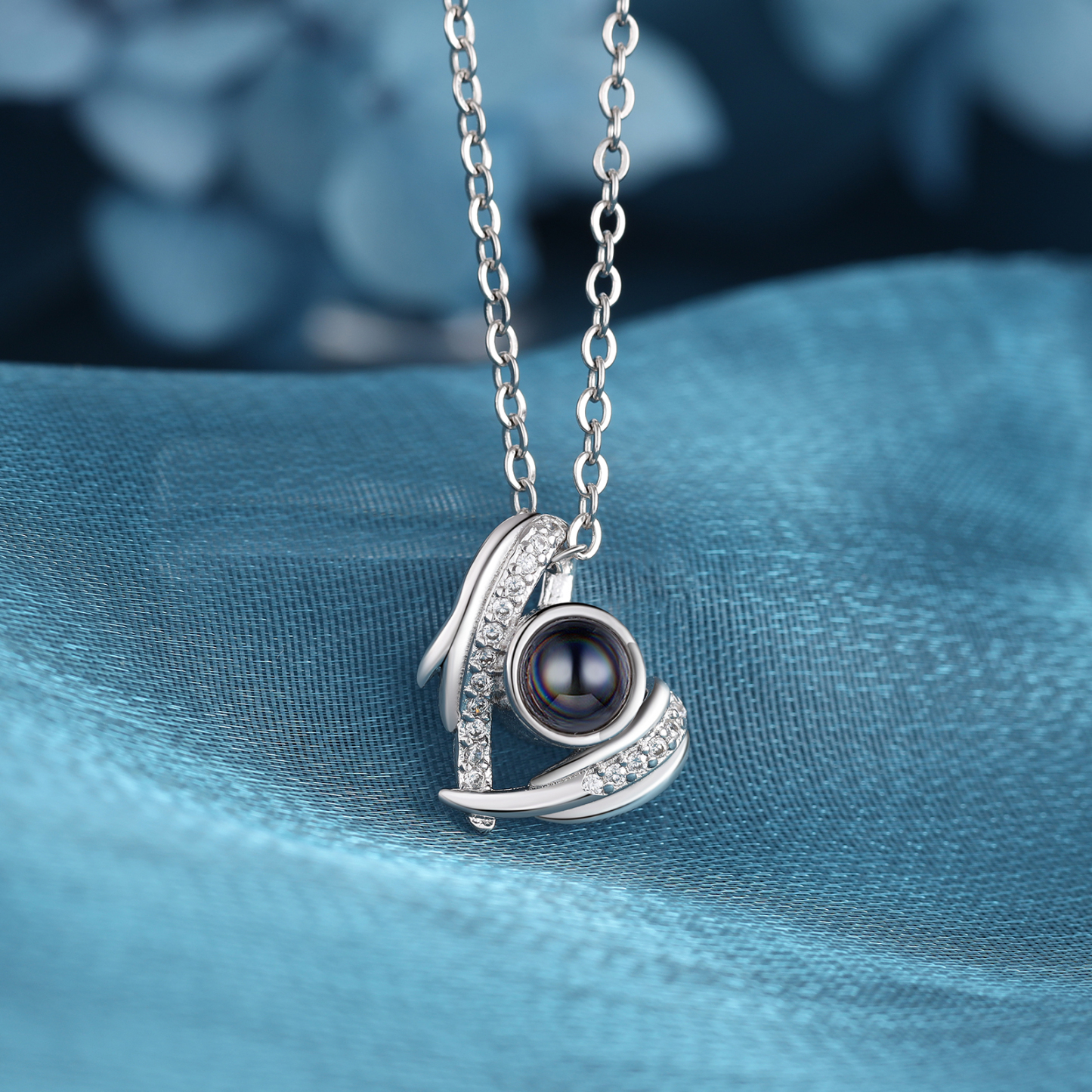 Personalised Heart Projection Necklace with Custom Photo Silver Projection Stone Necklace Gift for Her | Jessmade