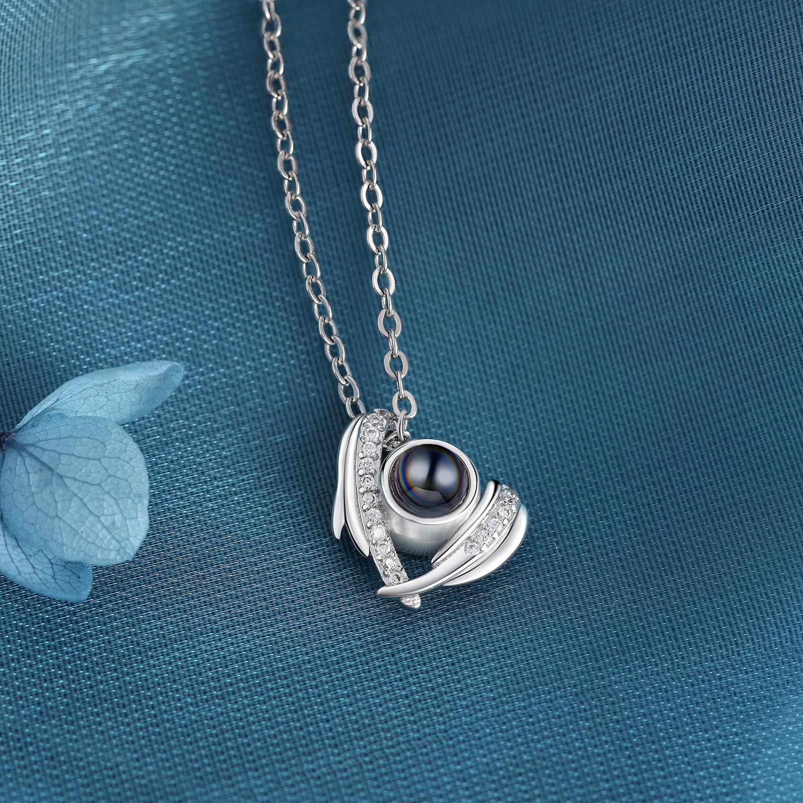 Personalised Heart Projection Necklace with Custom Photo Silver Projection Stone Necklace Gift for Her | Jessmade