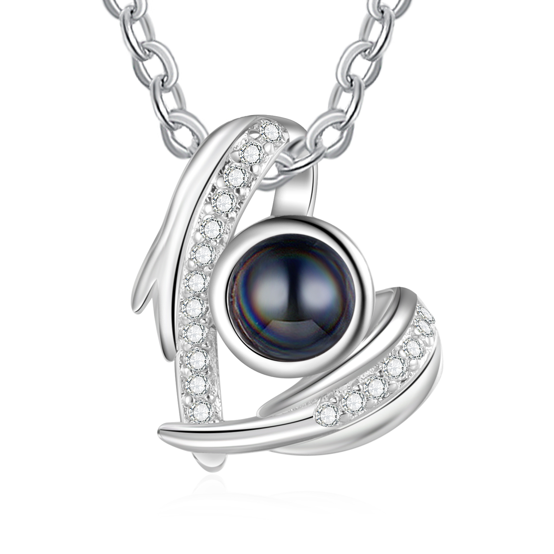 Personalised Heart Projection Necklace with Custom Photo Silver Projec