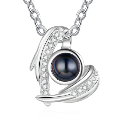 Personalised Heart Projection Necklace with Custom Photo Silver Projec