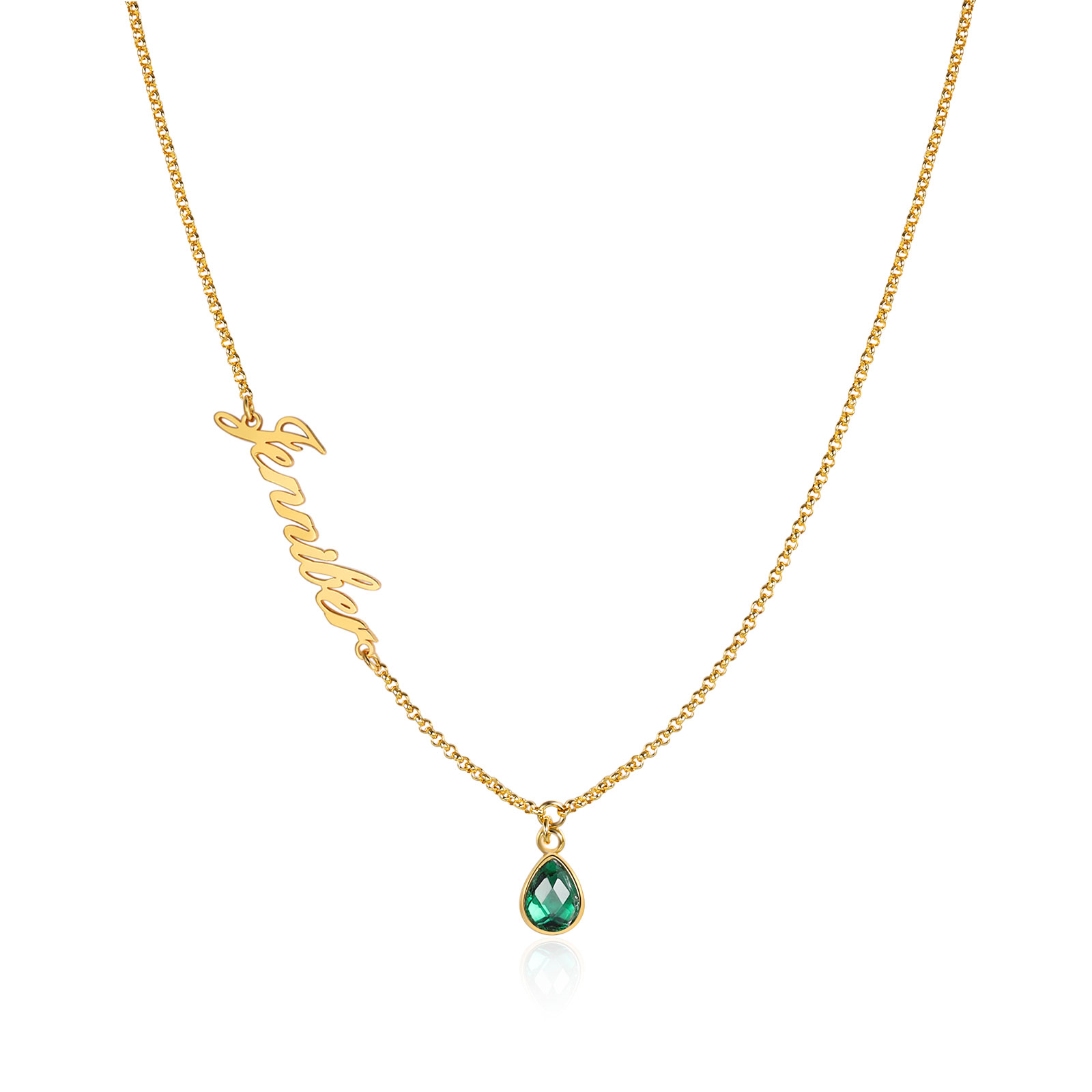 Personalised Necklace with Custom Name and Birthstone Birthday Gift for Her | Jessemade