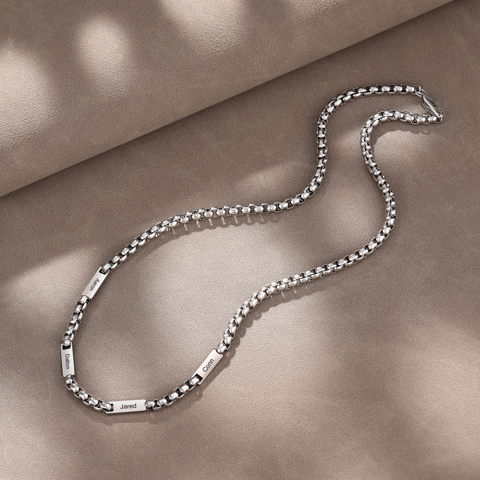 Personalised 1-5 Names Cuban Link Chain Mens Necklace