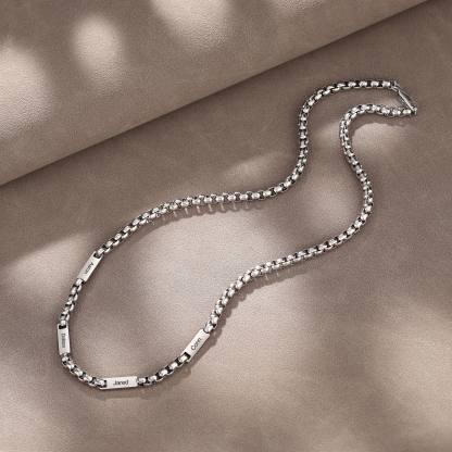 Personalised 1-5 Names Cuban Link Chain Mens Necklace