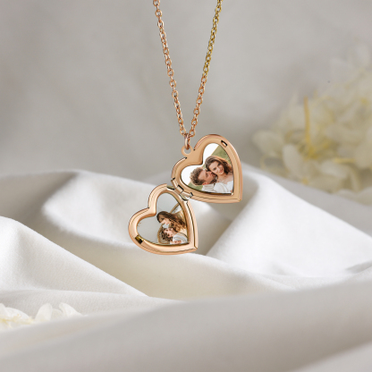 Personalized 2 Photo & Year & Name Necklace Love Necklace For Couples