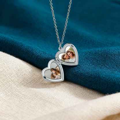 Personalised 2 Photo & Year & Name Necklace Love Necklace For Couples