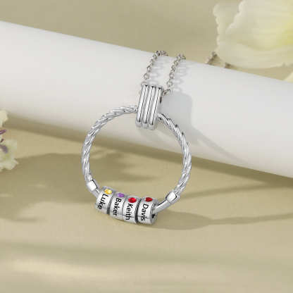 4 Names - Personalised Round Pendant Necklace Customized Name Gift for Her