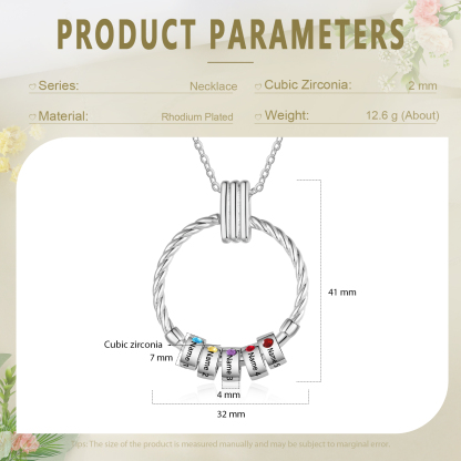 5 Names - Personalised Round Pendant Necklace Customized Name Gift for Her