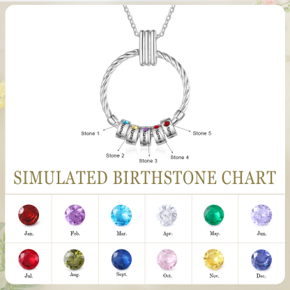 5 Names - Personalised Round Pendant Necklace Customized Name Gift for Her