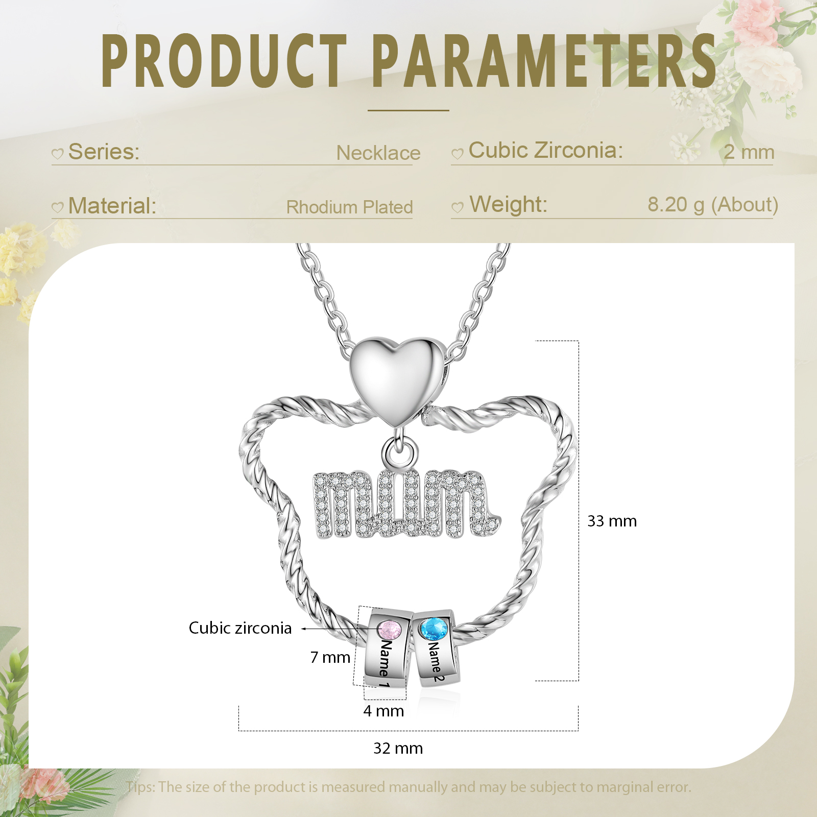 2 Names Personalized Cat Head Shape Necklace Custom Birthstone Necklace Gift for Mum