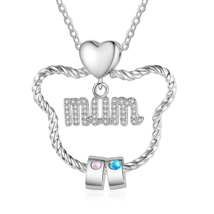 2 Names Personalized Cat Head Shape Necklace Custom Birthstone Necklace Gift for Mum