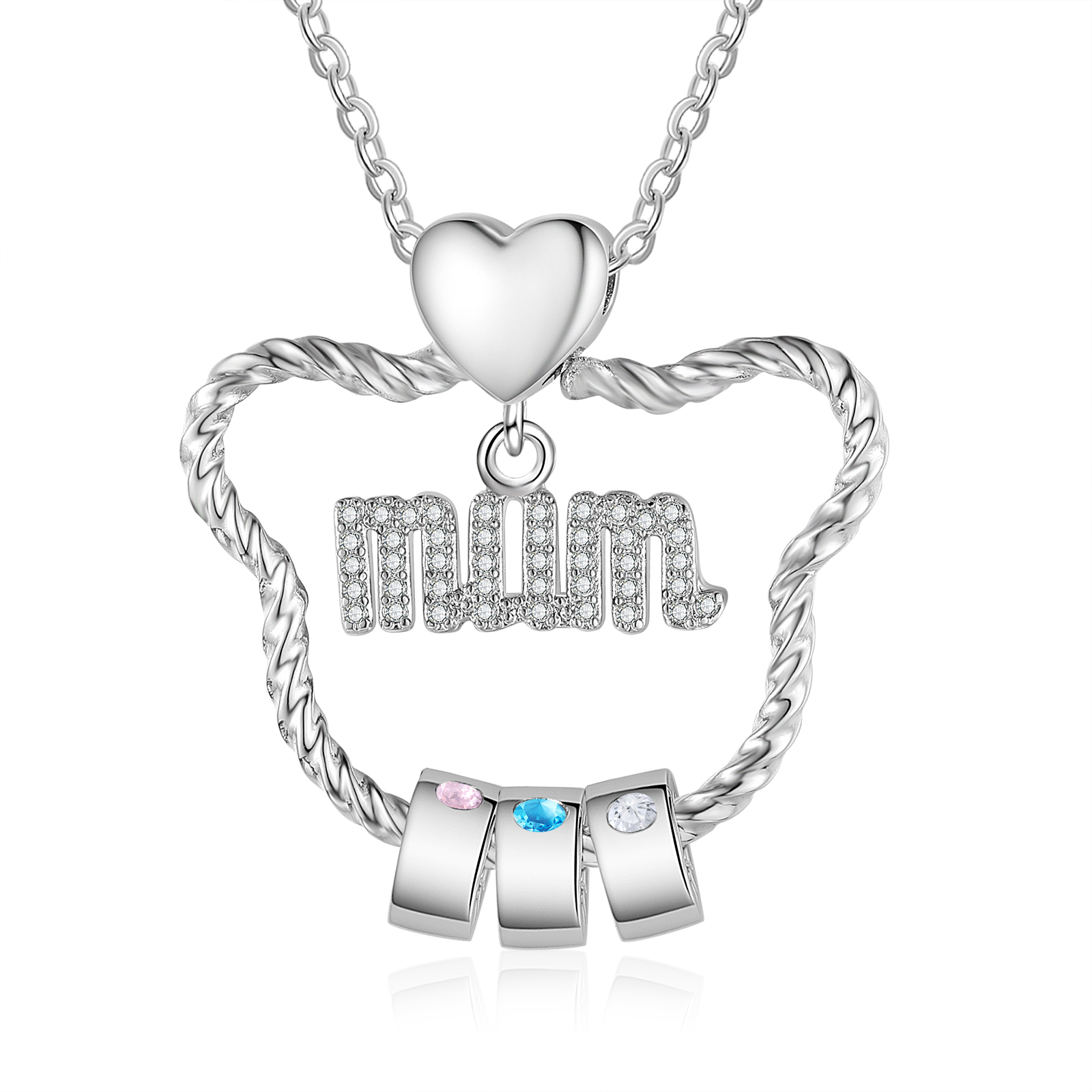 3 Names Personalized Cat Head Shape Necklace Custom Birthstone Necklace Gift for Mum