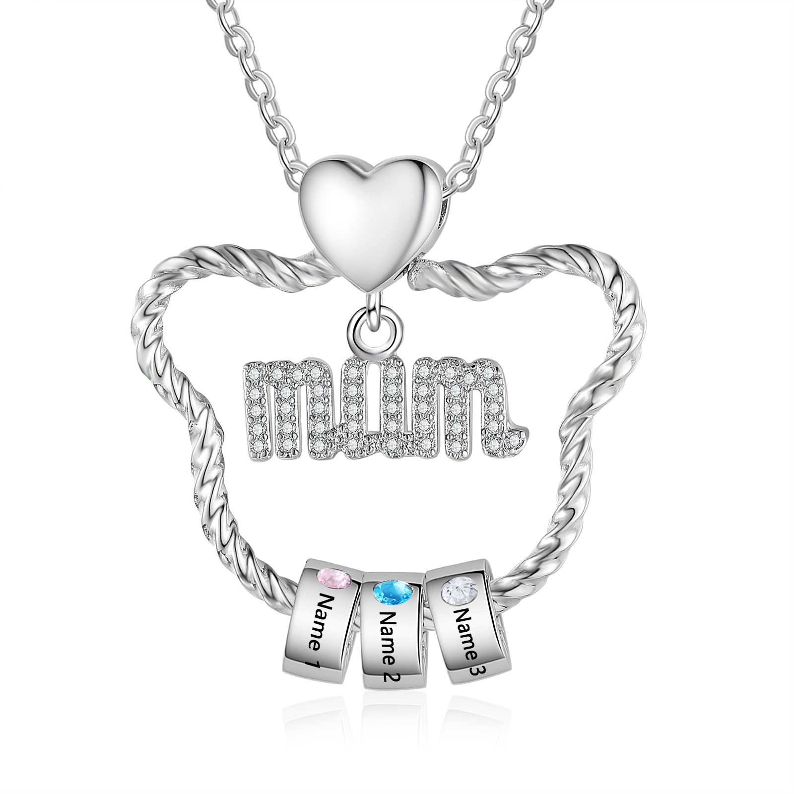 Jessemade UK 3 Names Personalized Cat Head Shape Necklace Custom Birthstone Necklace Gift for Mum 23.99 n3-b3