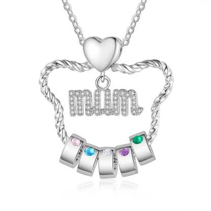 5 Names Personalized Cat Head Shape Necklace Custom Birthstone Necklace Gift for Mum