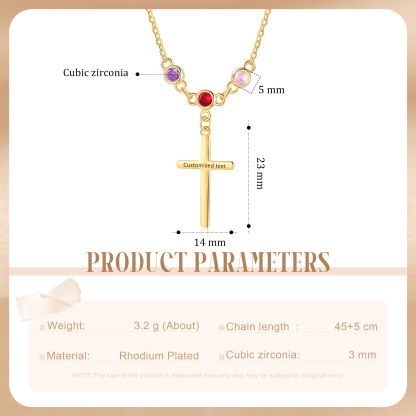 3 Birthstones - Beautiful Necklace Personalised with Text and Birthstones, Gift for Her
