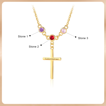 3 Birthstones - Beautiful Necklace Personalised with Text and Birthstones, Gift for Her